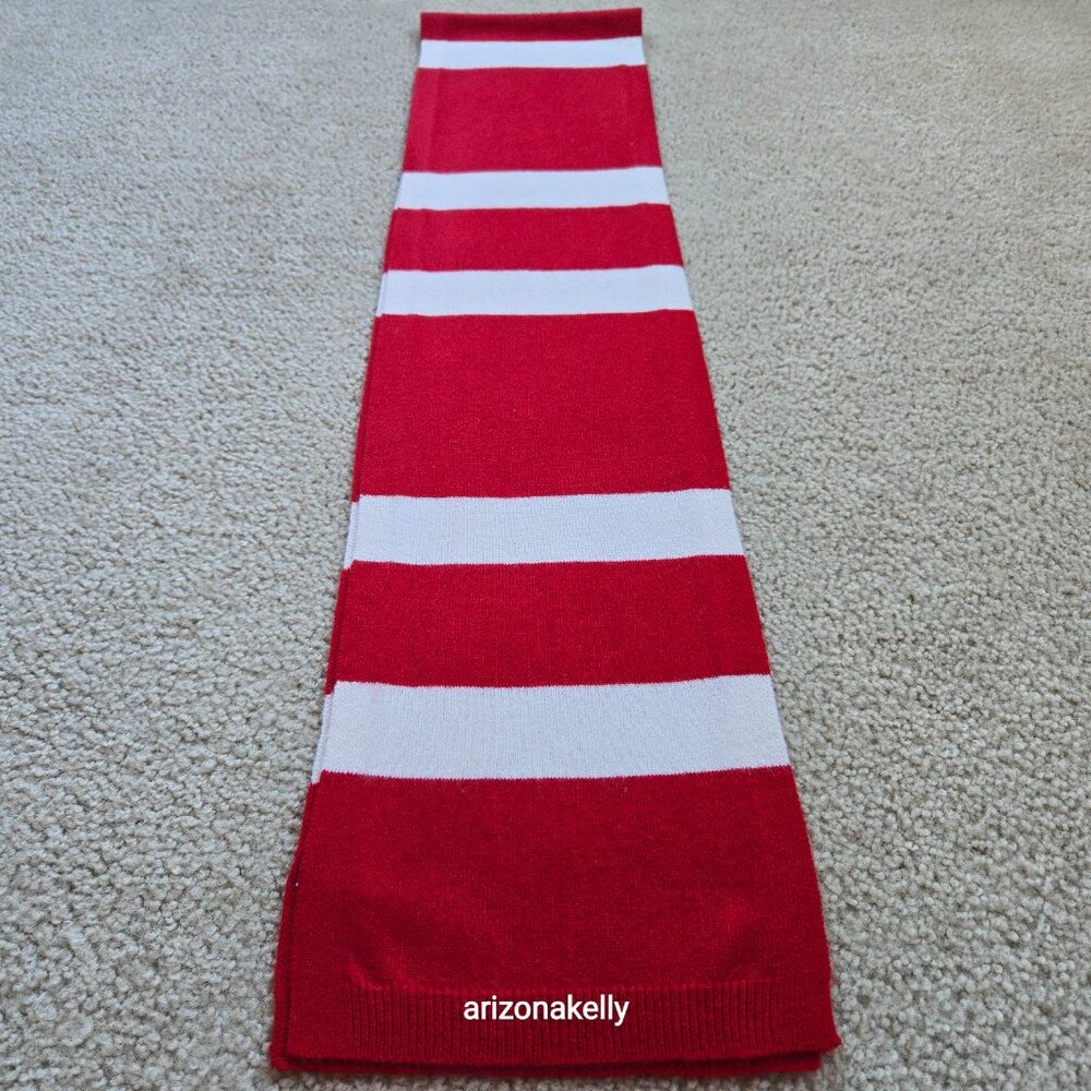 NWOT Talbots Cashmere Scarf Red & White Striped - Picture 4 of 13